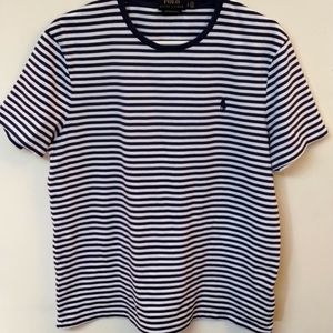 Polo by Ralph Lauren Women's T Shirt Blu and White Stripes size L